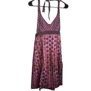 Athleta Backless Dress in Pink and Red Patterns